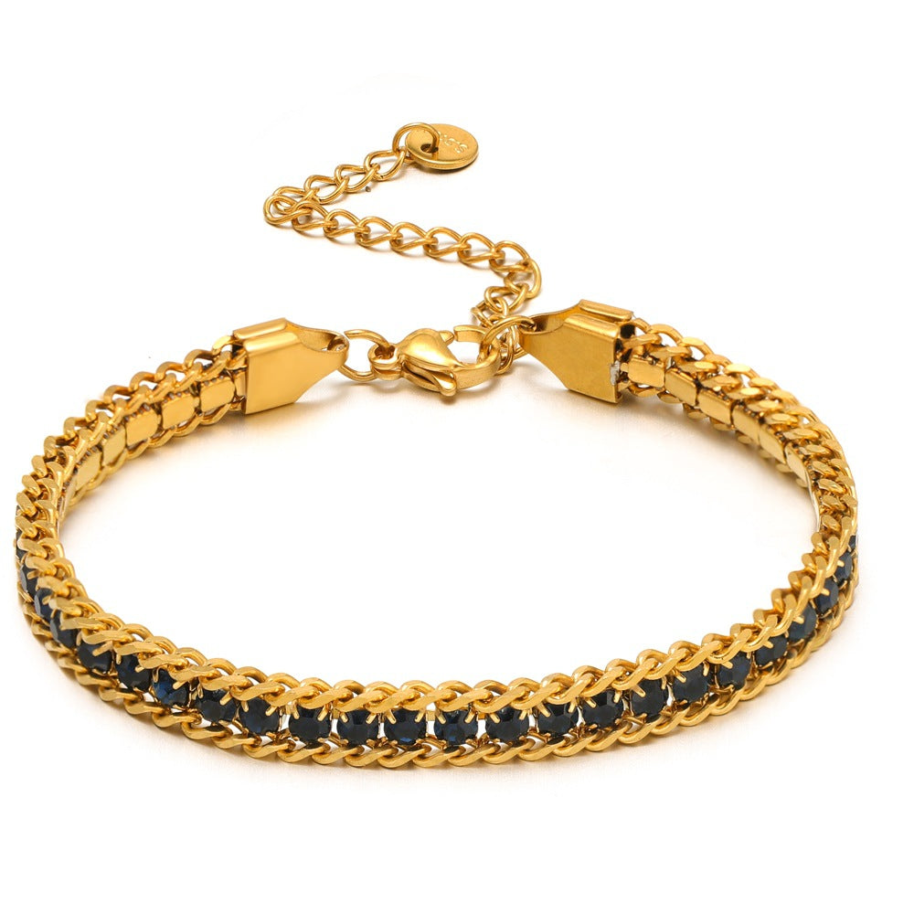 Single-sided Zircon-studded Chain Pearlt Bracelet Brand: aeac