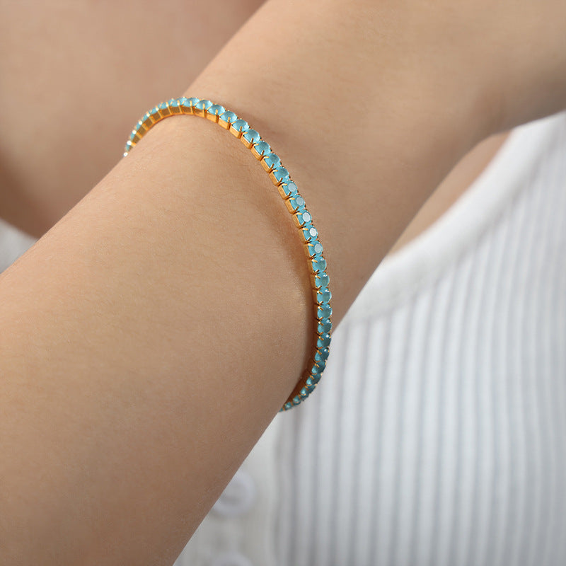 Colorful Zircon Stretch Bracelet Titanium Steel Brand: aeac