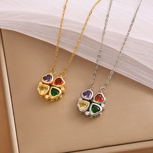 Four-Leaf Clover Pendant Necklace Female Korean Malachite Brand: aeac