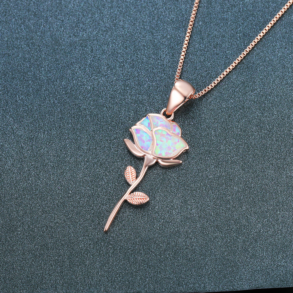 New French Romance And Beautiful Rose Opal Necklace Brand: aeac