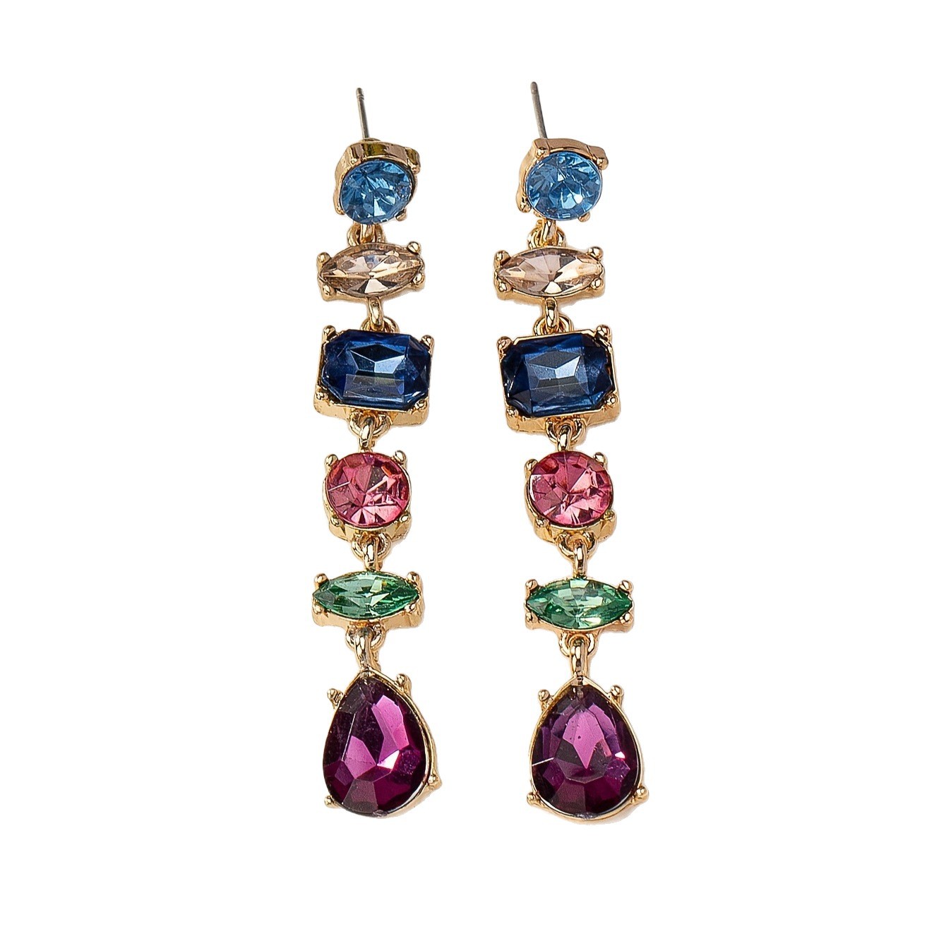Colorful Drop-shaped Earrings Eardrops Three-section Evening Dress With Earrings Brand: aeac