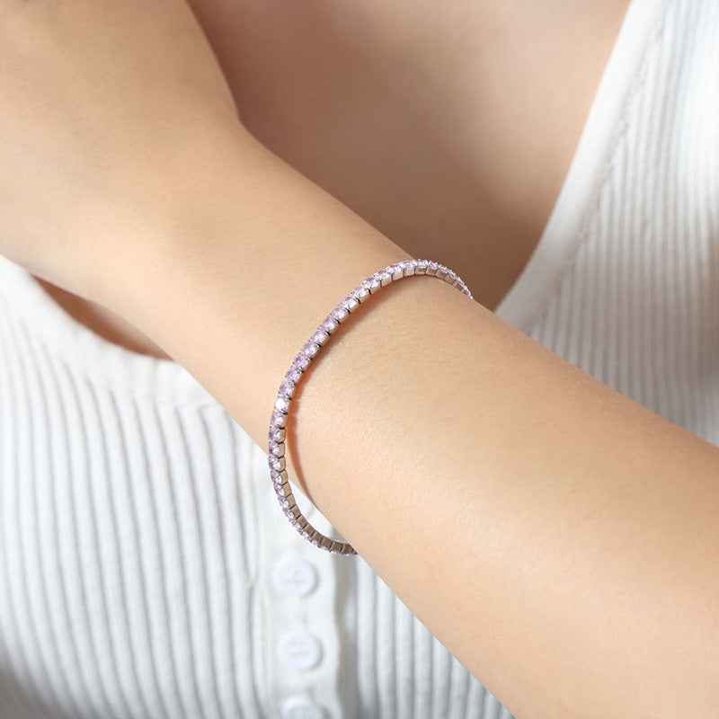 Colorful Zircon Stretch Bracelet Titanium Steel Brand: aeac