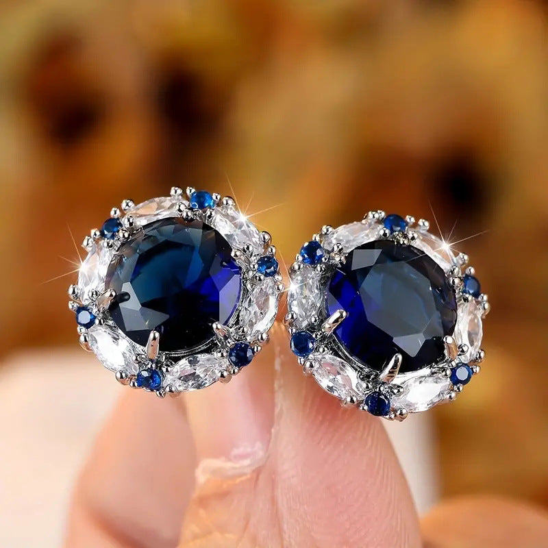 Fashion Zircon Round Stud Earrings For Women Brand: aeac