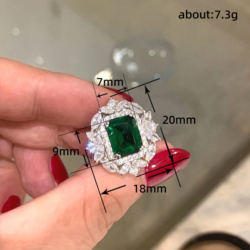 Full Diamond Inlaid Rectangular Rhinestone Flower Ear Studs Brand: aeac