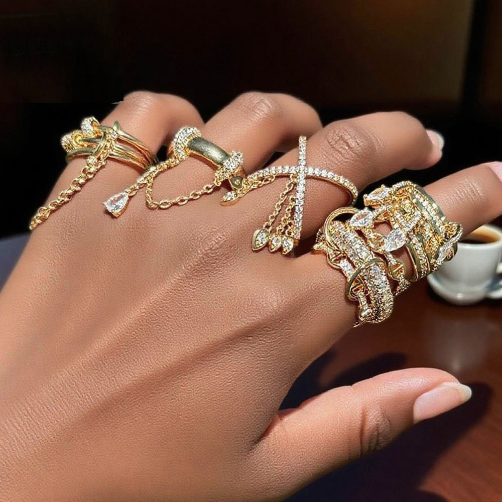 Fashion Personality New Tassel Water Drop Zircon Ring Brand: aeac