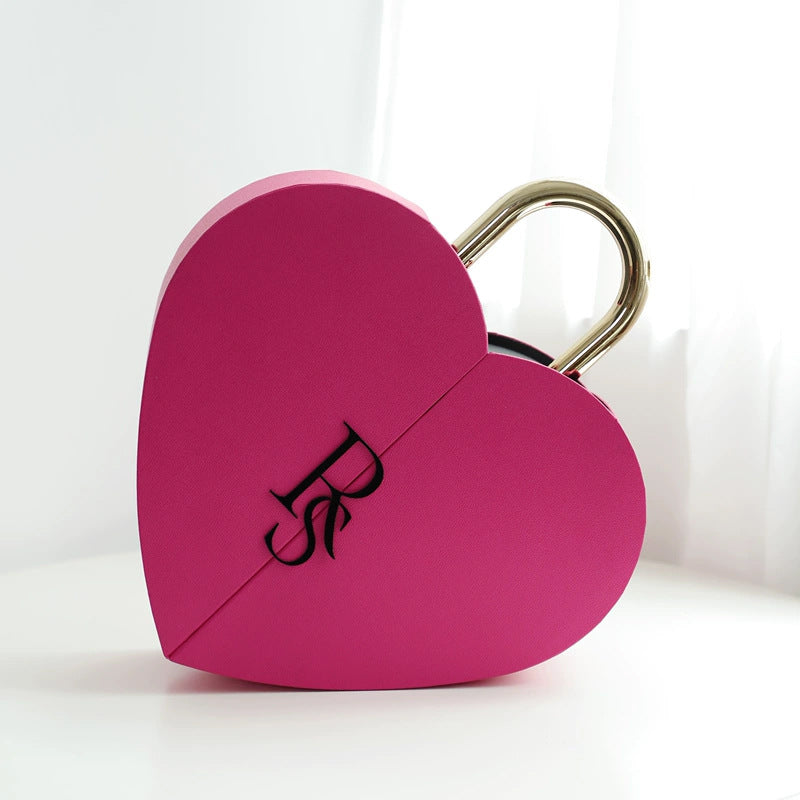 Flower Color Material Valentine's Day Lock Cylinder Gift Box Flower Love Box Heart-shaped Metal Portable Brand: aeac