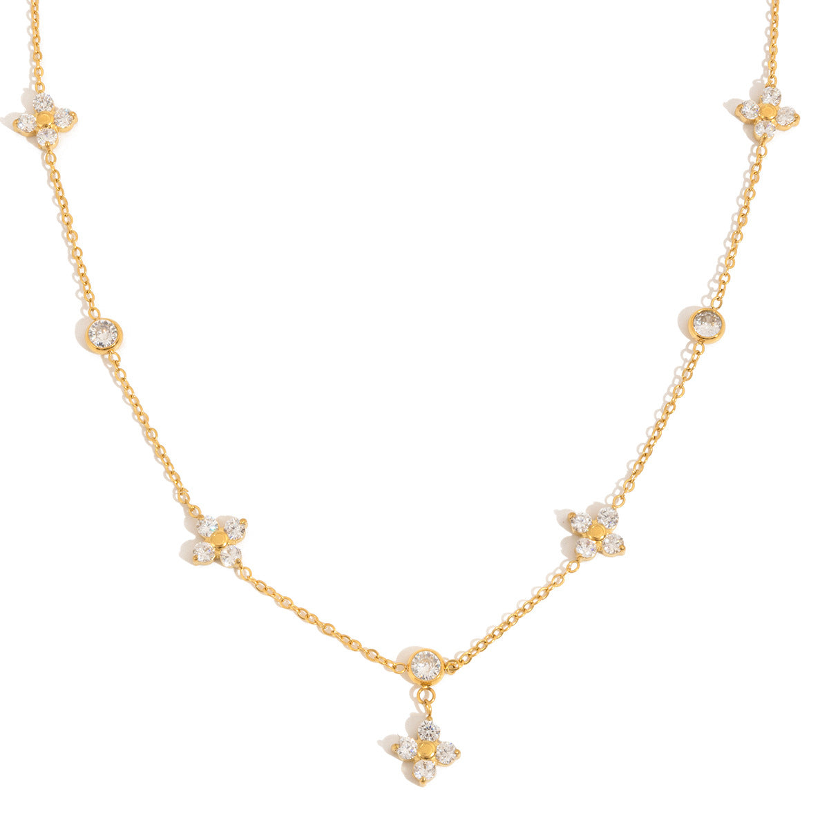 Titanium Steel Zircon Four Leaf Clover Necklace Brand: aeac