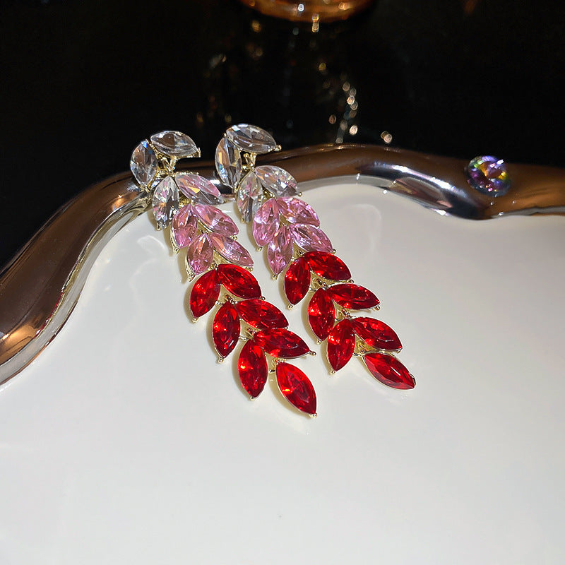 Gradient Color Tassel Wheat Long Earrings Women Brand: aeac