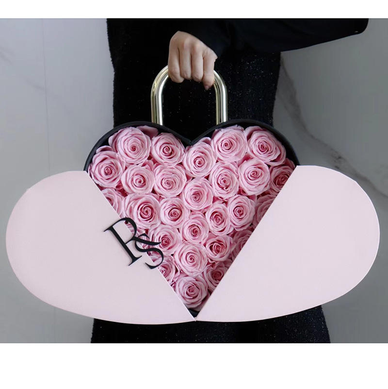 Flower Color Material Valentine's Day Lock Cylinder Gift Box Flower Love Box Heart-shaped Metal Portable Brand: aeac