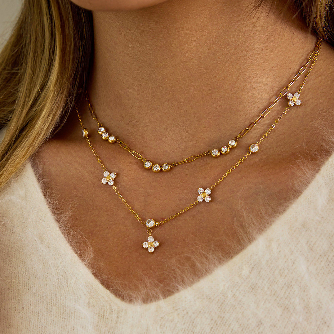 Titanium Steel Zircon Four Leaf Clover Necklace Brand: aeac