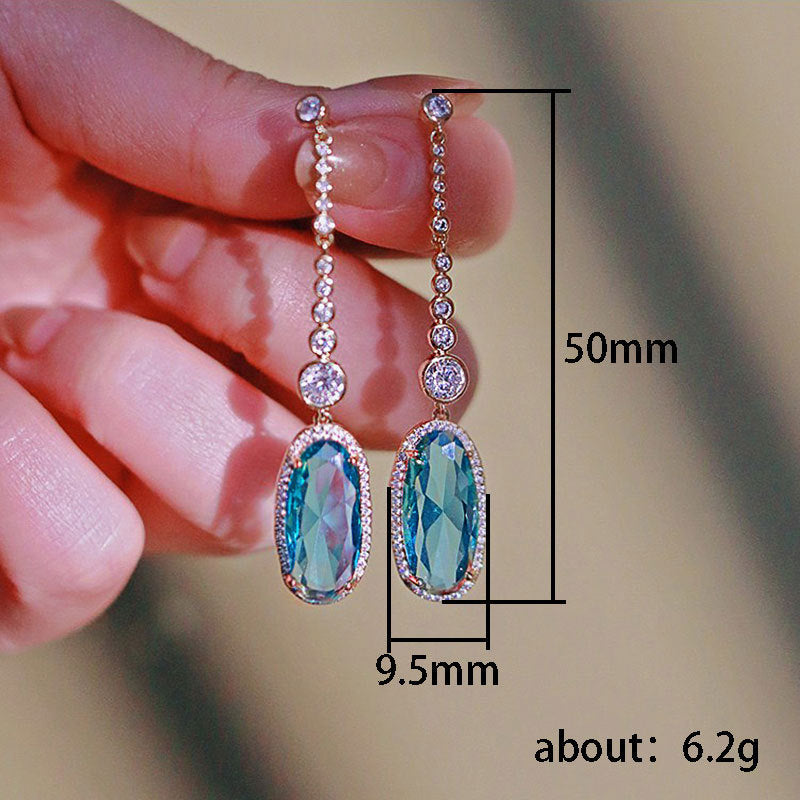 High-grade Micro Inlaid Zircon Tassel Eardrops Brand: aeac