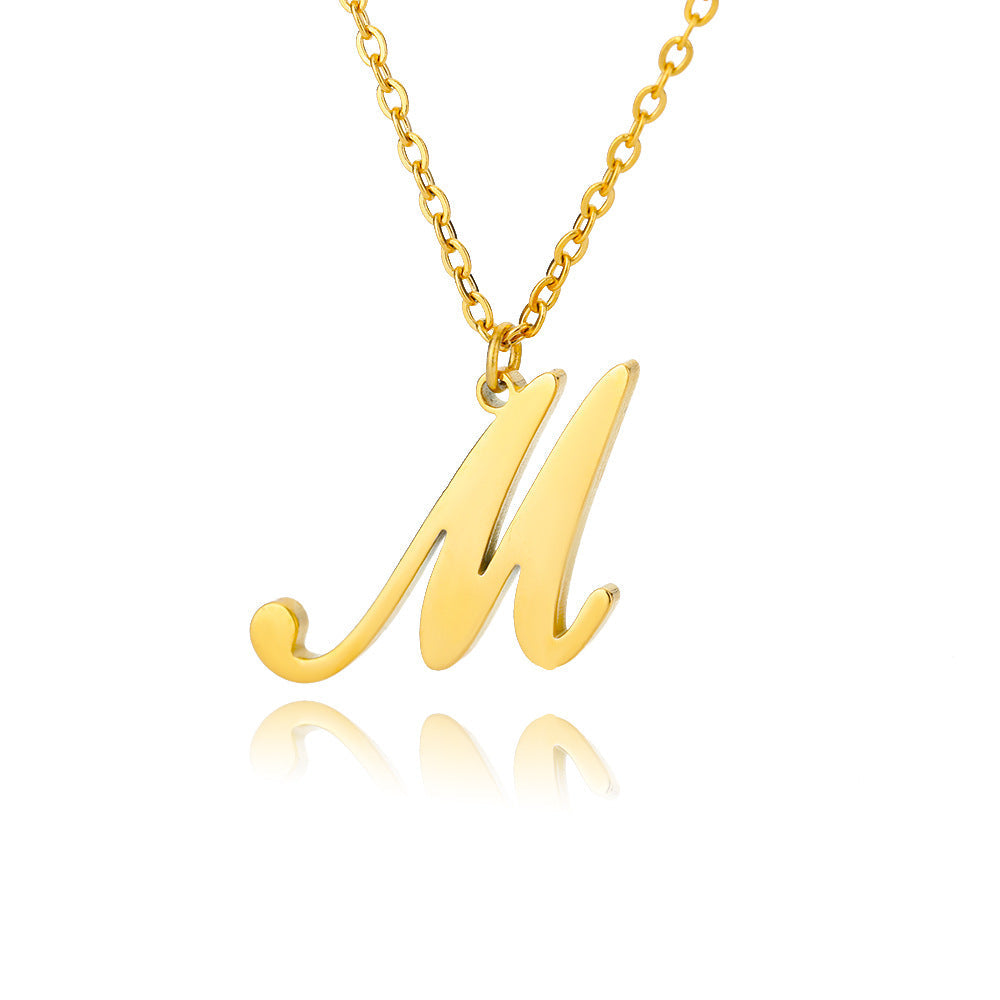 Stainless Steel 26 English Letter Necklace Brand: aeac