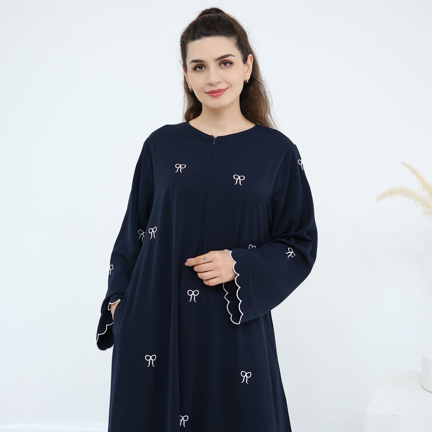 Bow-knot Embroidered Long Sleeve Dress Brand: aeac
