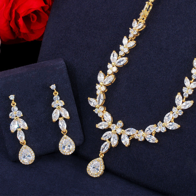 Zircon Necklace Earrings Bracelet Three Piece Set Brand: aeac