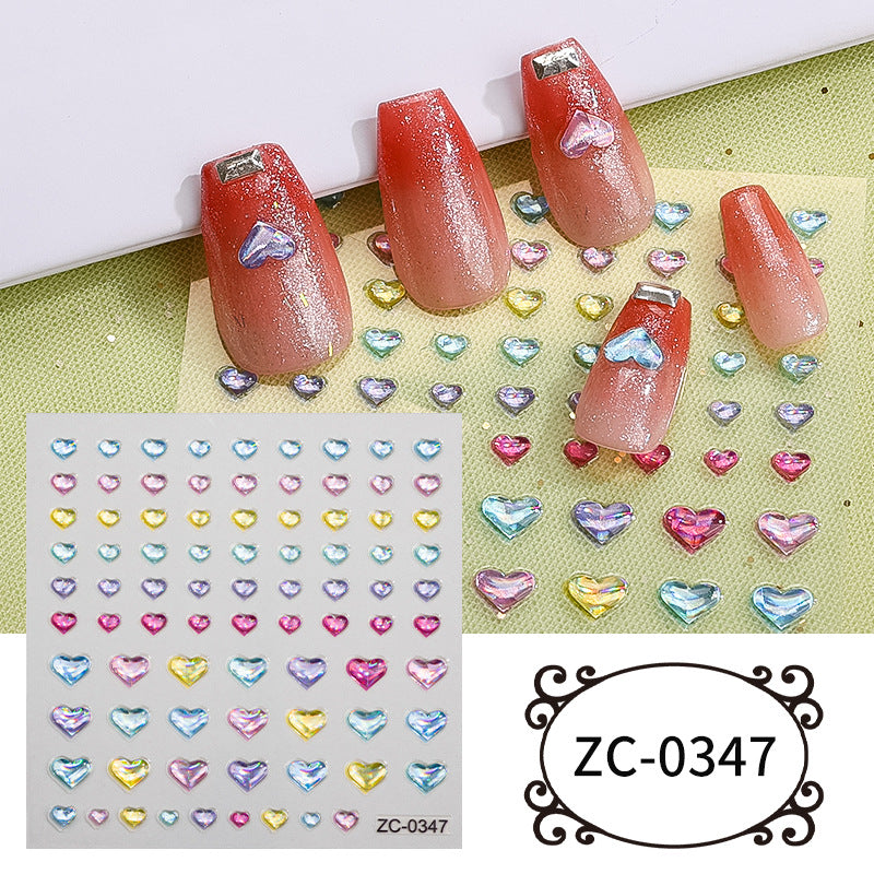 Semi-Transparent Heart-shaped Gold-Stamped Embossed Nail Stickers Brand: aeac
