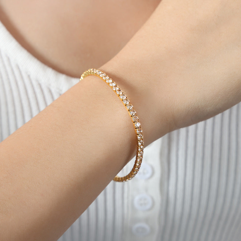 Colorful Zircon Stretch Bracelet Titanium Steel Brand: aeac