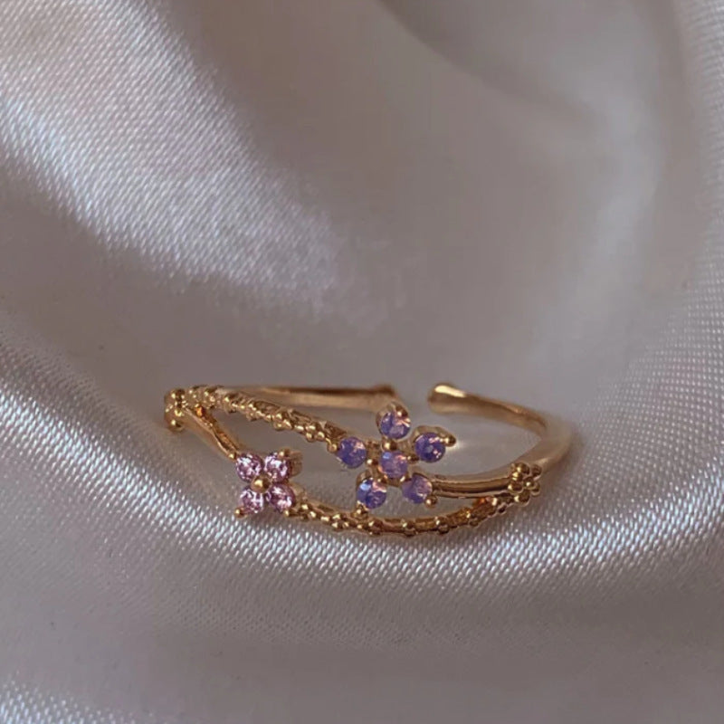 Retro Pink Heart Butterfly Flower Ring – Cute Multi-Element Open Design Brand: aeac