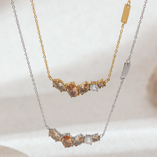 Stainless Steel Zircon-studded Necklace For Women Brand: aeac