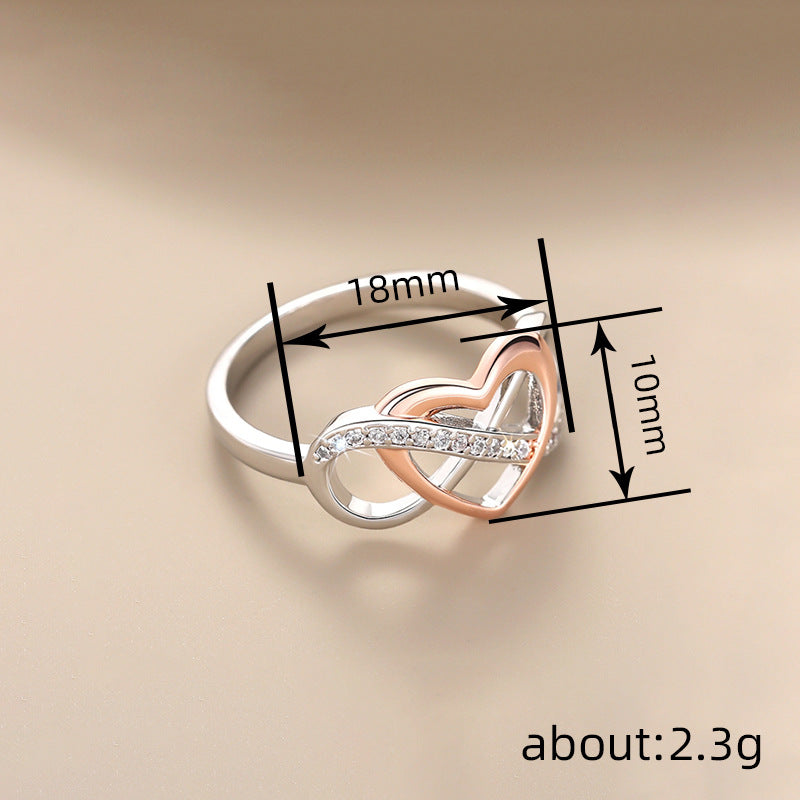 Hollow Love Elegant Two-color Ubimos Ring Brand: aeac