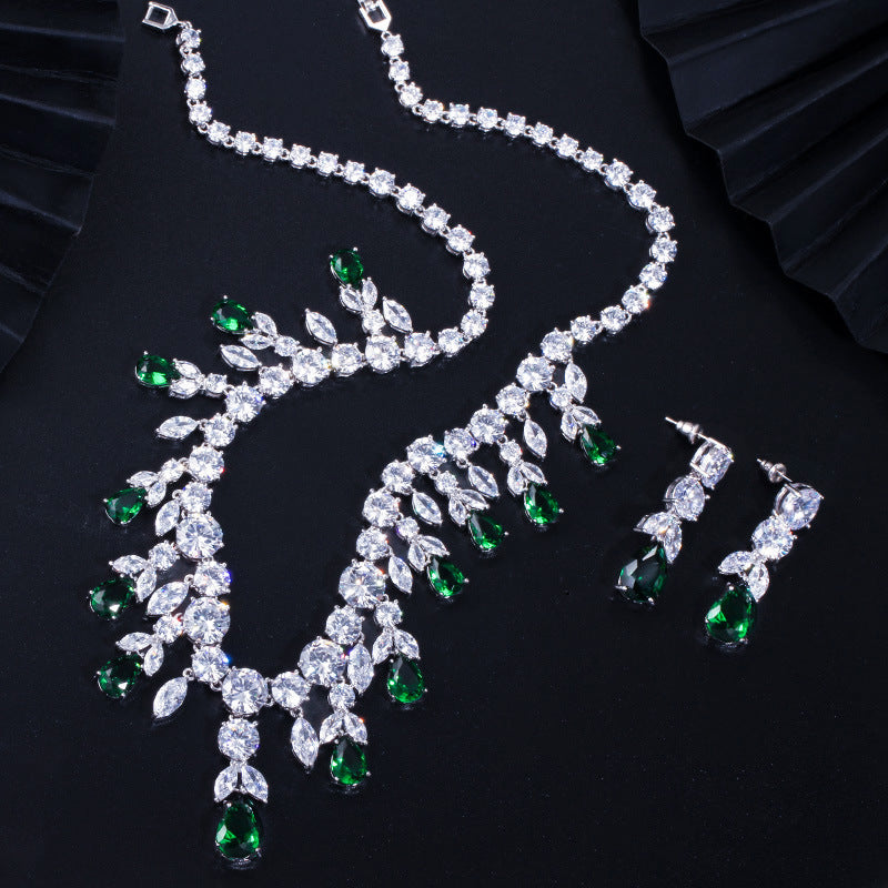 Luxury Water Drop Big Suit Super Flash AAA Zircon Bridal Party Dress High-end Accessories Brand: aeac