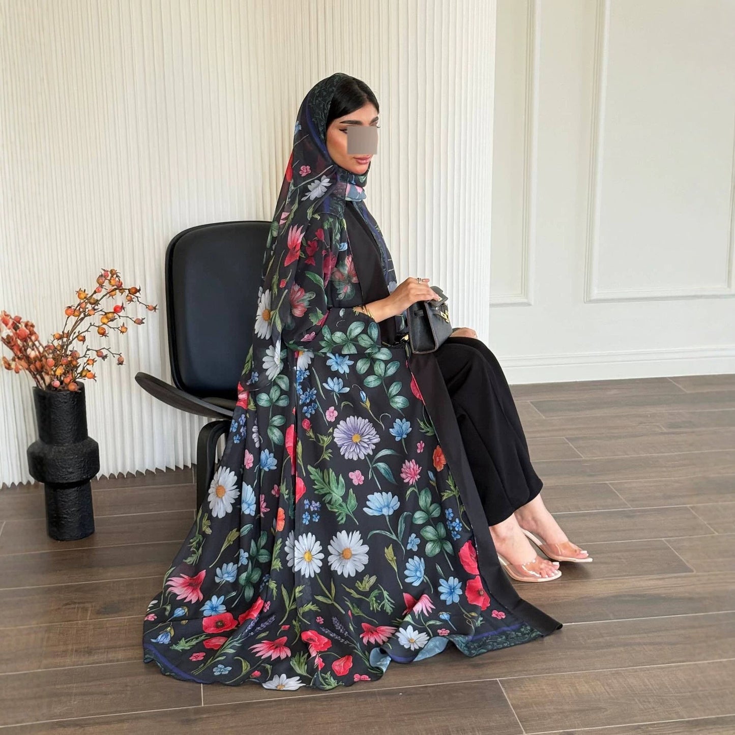 Printed Long Cardigan With Hoodie Loose-Fitting Outerwear Dress Brand: aeac