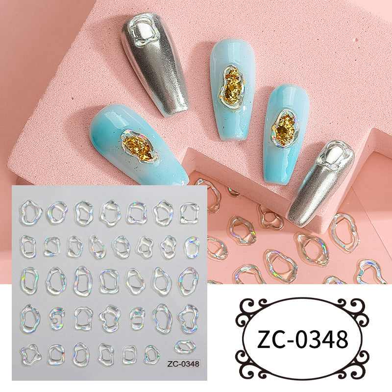 Semi-Transparent Heart-shaped Gold-Stamped Embossed Nail Stickers Brand: aeac