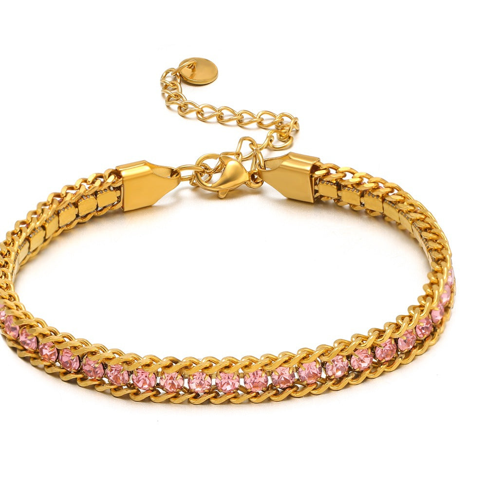 Single-sided Zircon-studded Chain Pearlt Bracelet Brand: aeac
