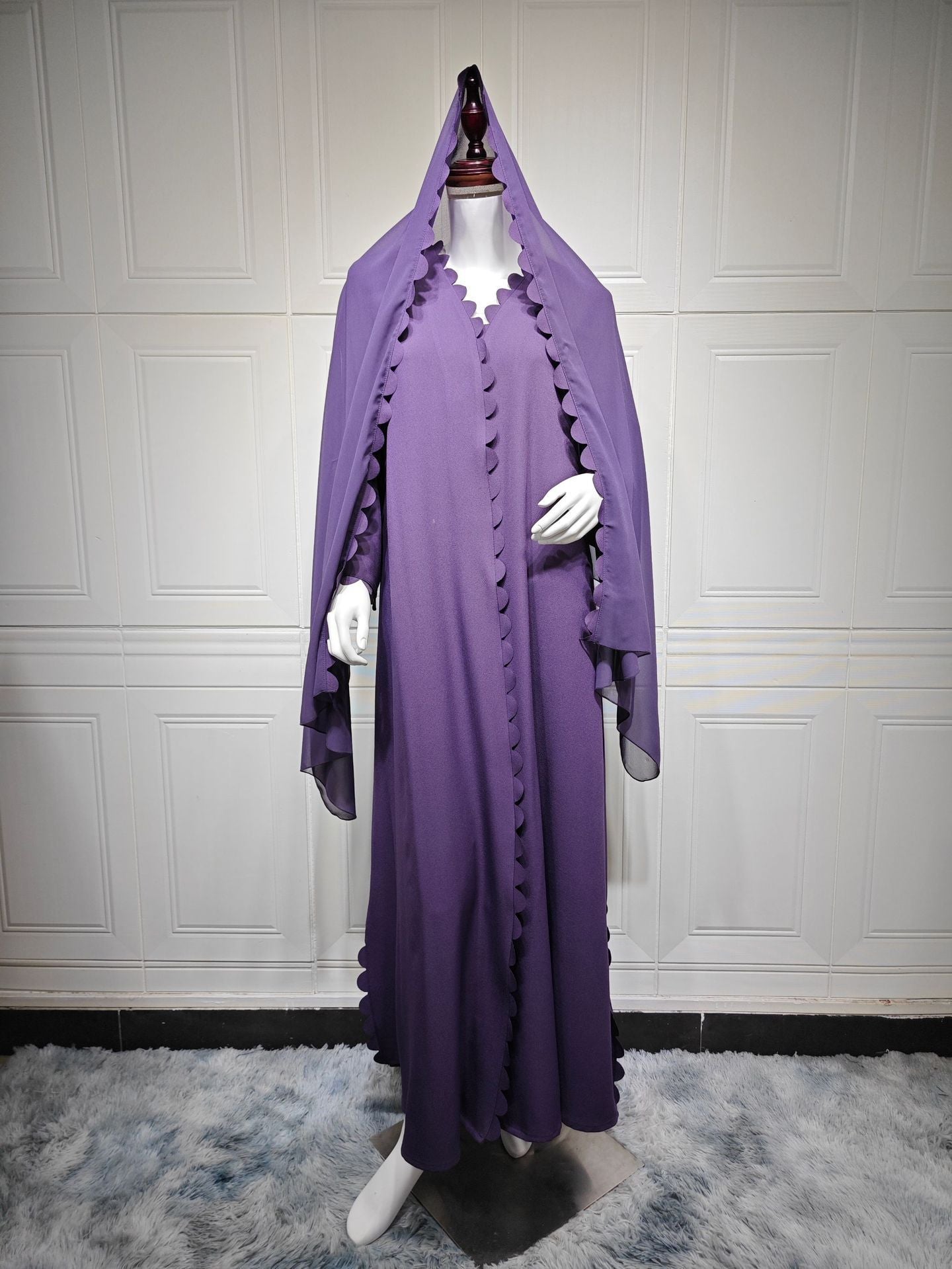 Fashion Dubai Turkey Elegant Cardigan With Scarf Two-piece Set Brand: aeac