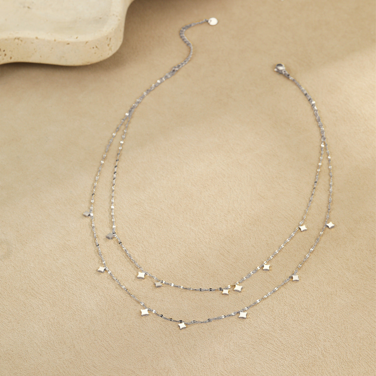 Double-layer Stacked Stainless Steel Necklace Brand: aeac