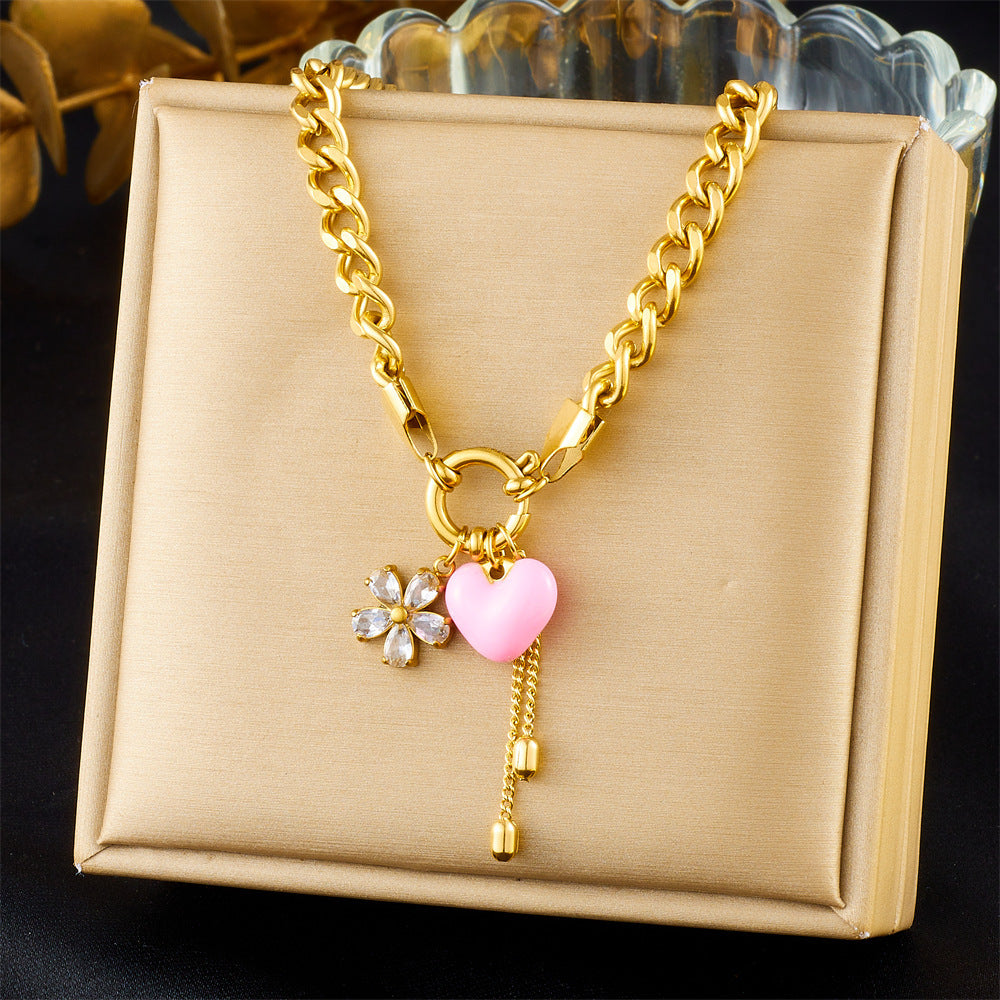 Tassel Stainless Steel Bracelet And Necklace Set Trendy Jewelry Brand: aeac