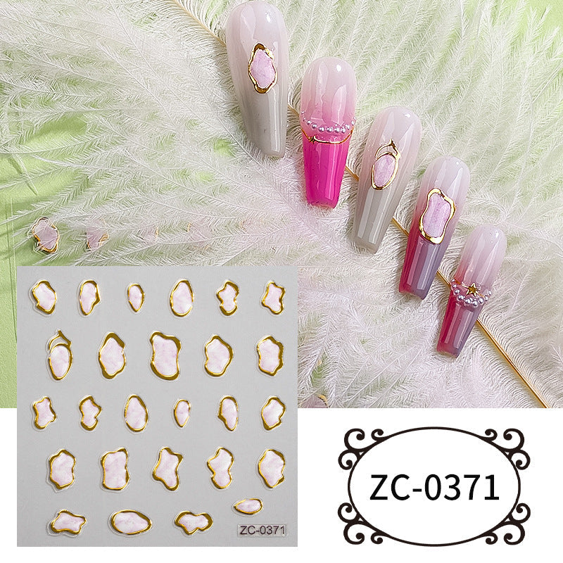 Semi-Transparent Heart-shaped Gold-Stamped Embossed Nail Stickers Brand: aeac