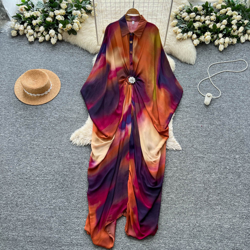 Resort-Style Printed Patchwork Dress For Women Brand: aeac