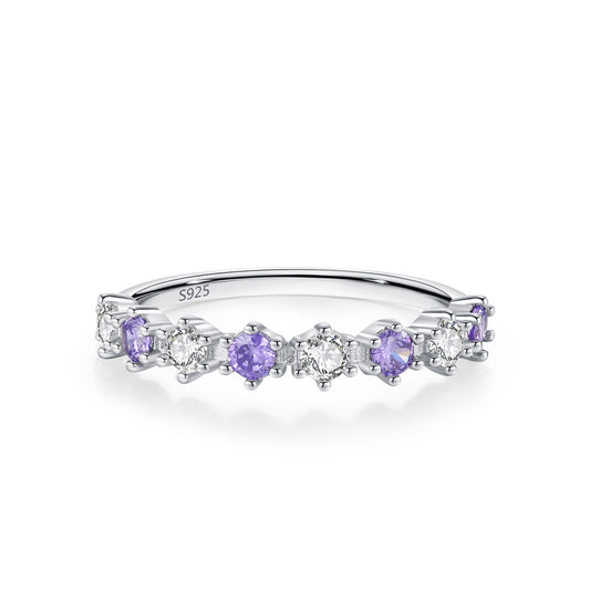Light Luxury S925 Sterling Silver New Style Elegant Taro Purple Diamond-studded Ring Brand: aeac