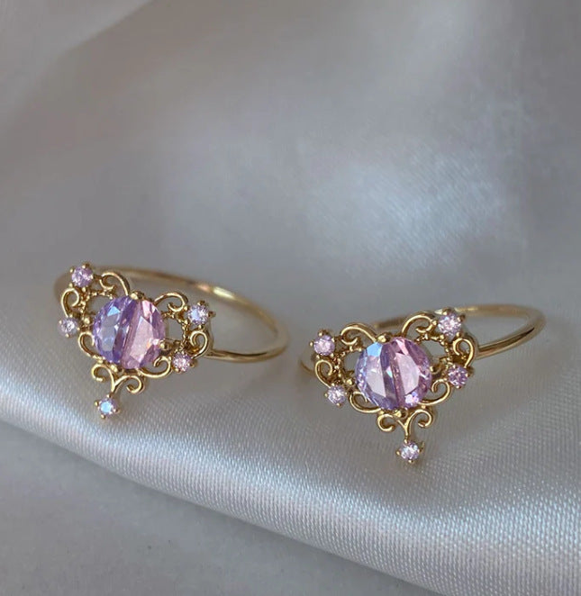 Retro Pink Heart Butterfly Flower Ring – Cute Multi-Element Open Design Brand: aeac