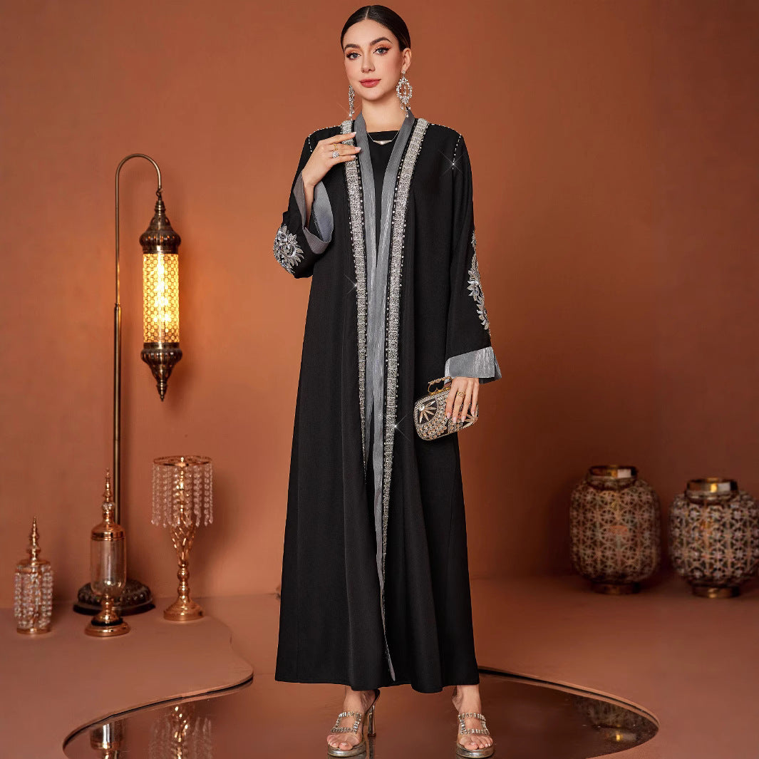 Embroidered Plus-Size Cardigan Long Robe Outerwear Coat Brand: aeac
