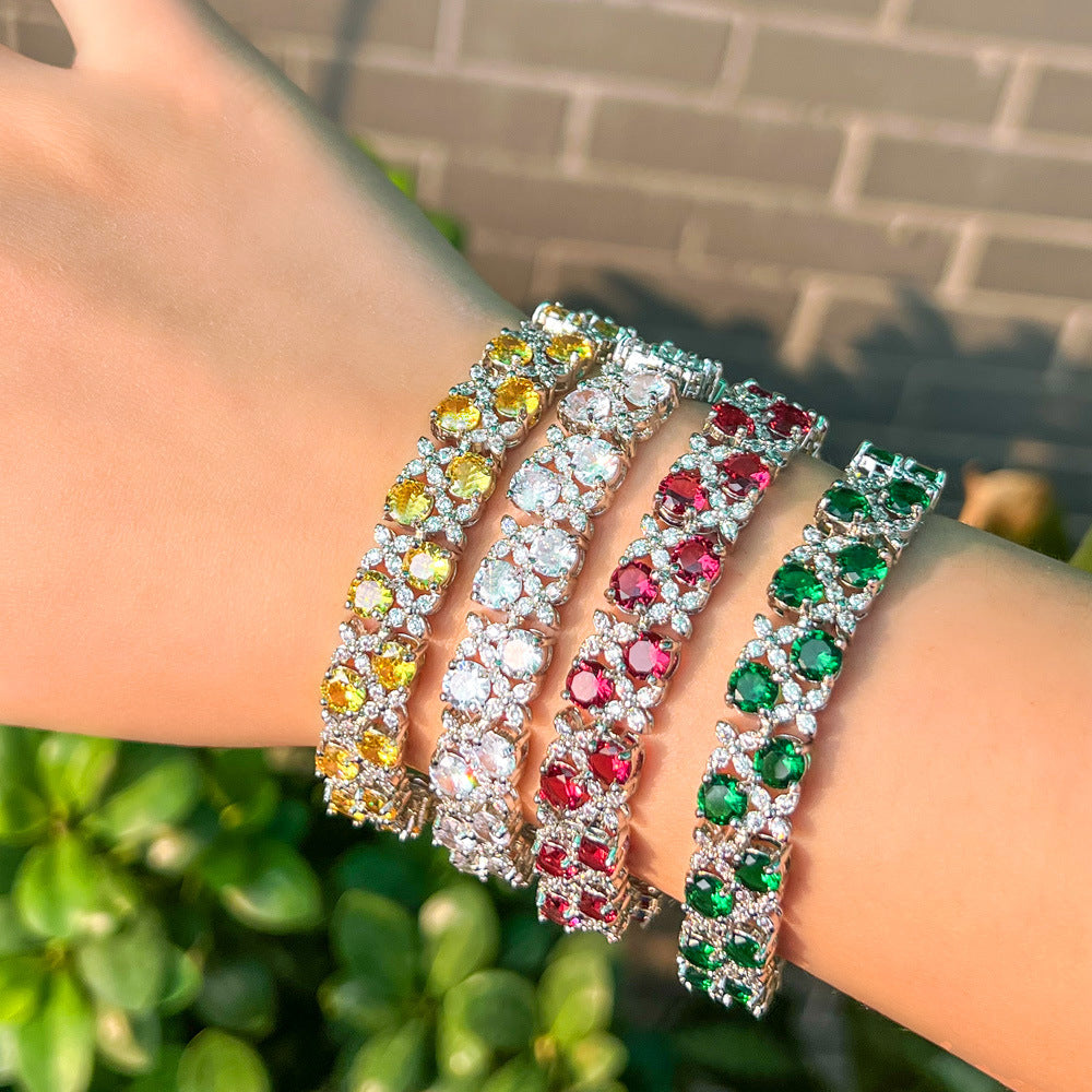 European And American Fashion Refined Zircon Bracelet Micro-inlaid Sapphire Rhinestone Brand: aeac