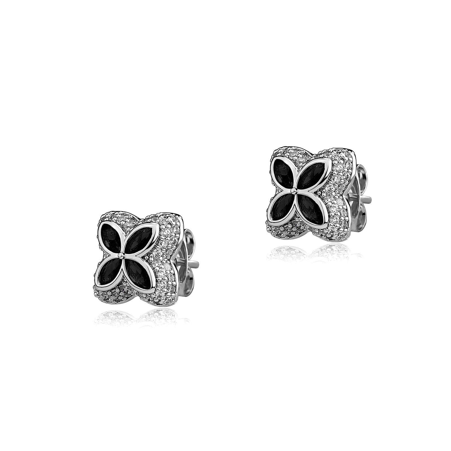 Four-Leaf Clover Full Diamond Inlaid Ear Studs Simple Earrings Brand: aeac