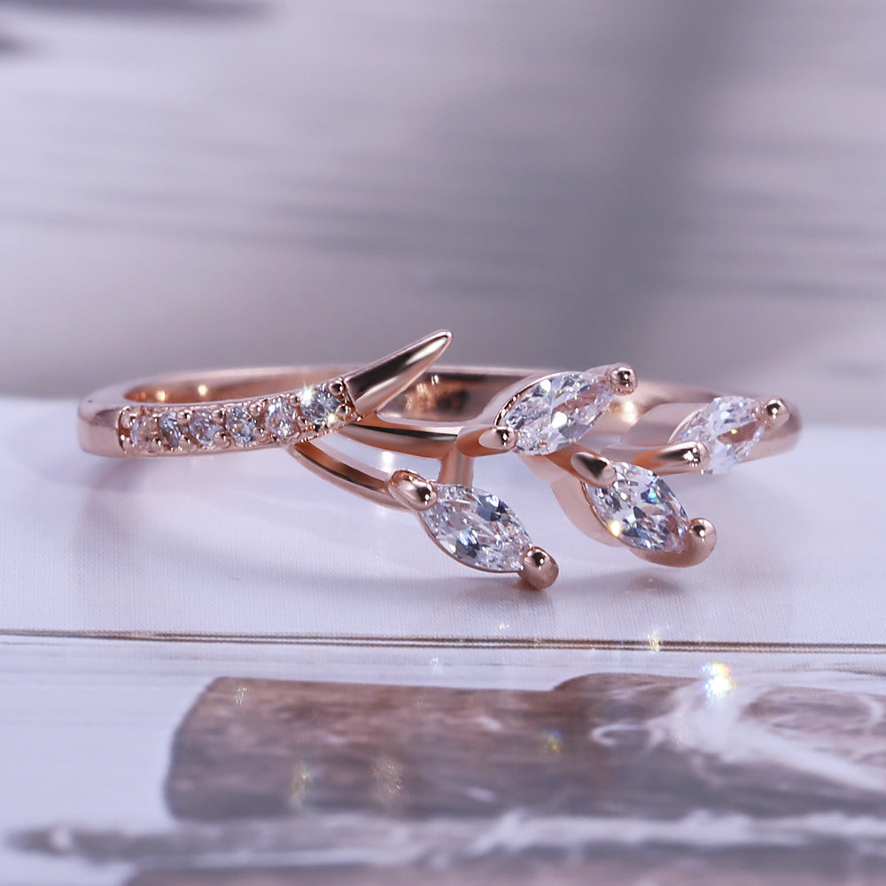 Women's European And American Luxury Flower Branch Ring Brand: aeac