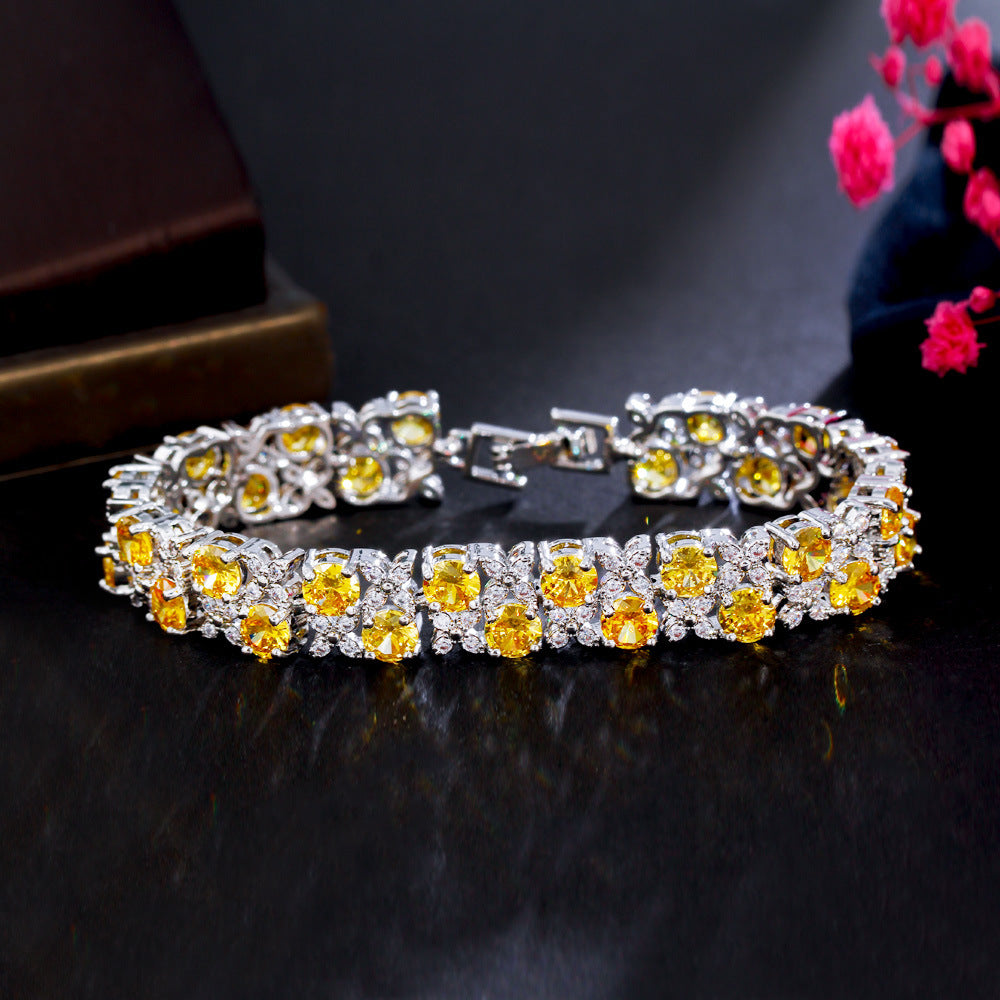 European And American Fashion Refined Zircon Bracelet Micro-inlaid Sapphire Rhinestone Brand: aeac