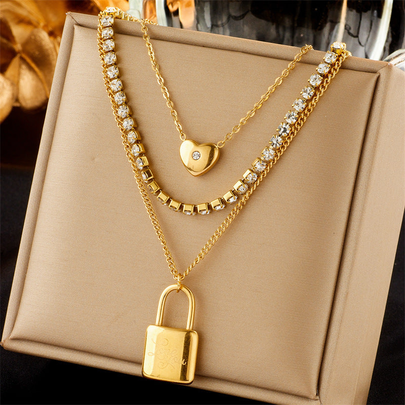 Diamond Square Pendant Titanium Steel Twin Necklace Brand: aeac