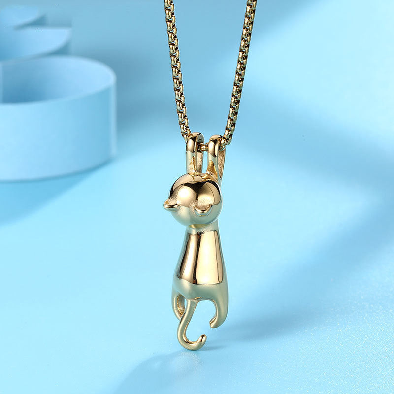 Cat Necklace Pendant Titanium Steel Necklace Peeping Cat Brand: aeac