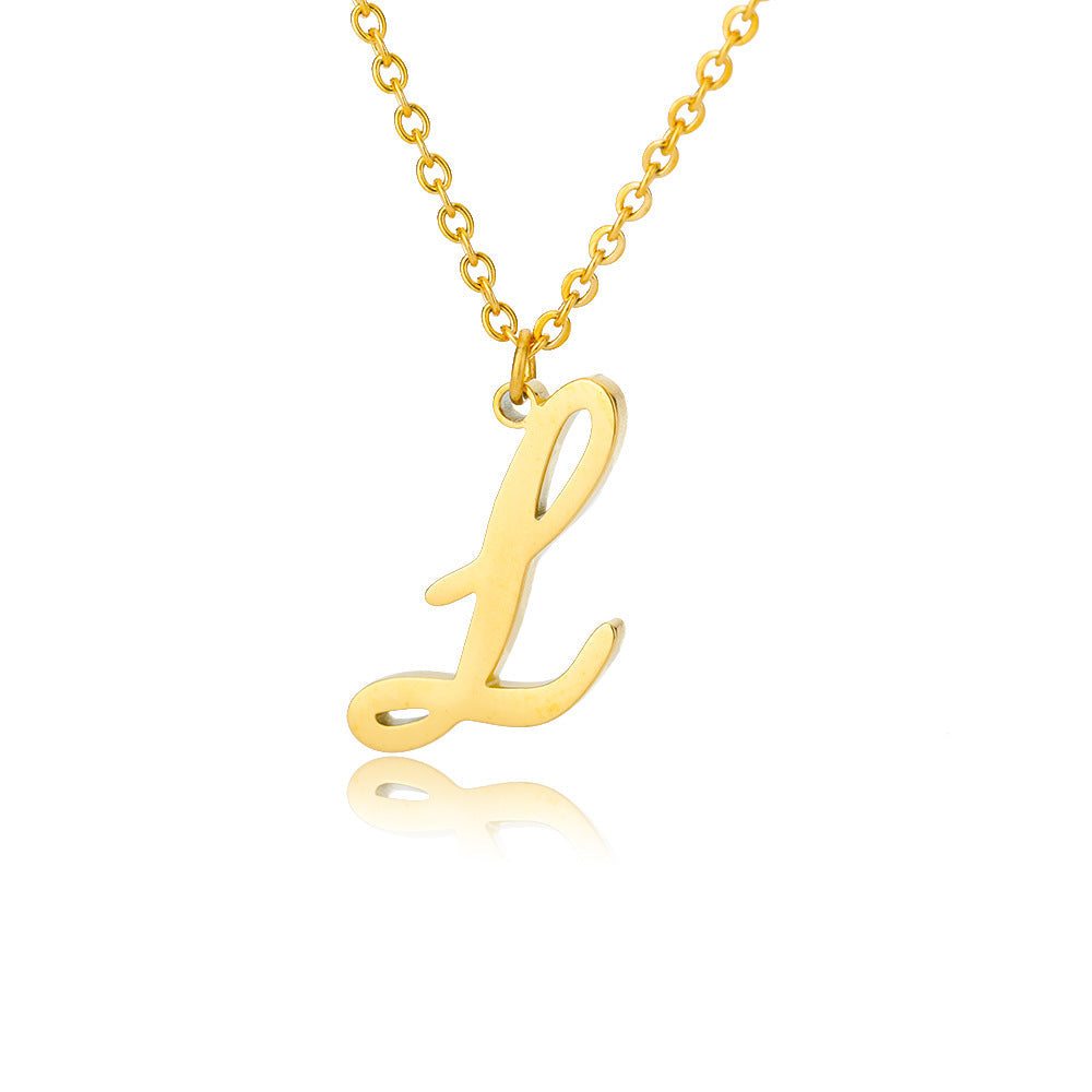 Stainless Steel 26 English Letter Necklace Brand: aeac
