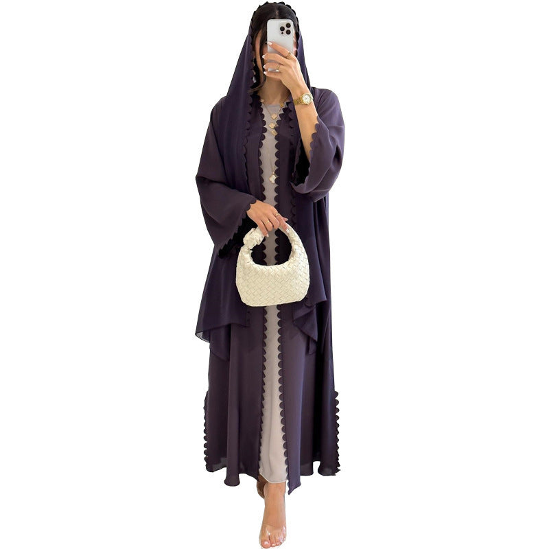 Fashion Dubai Turkey Elegant Cardigan With Scarf Two-piece Set Brand: aeac