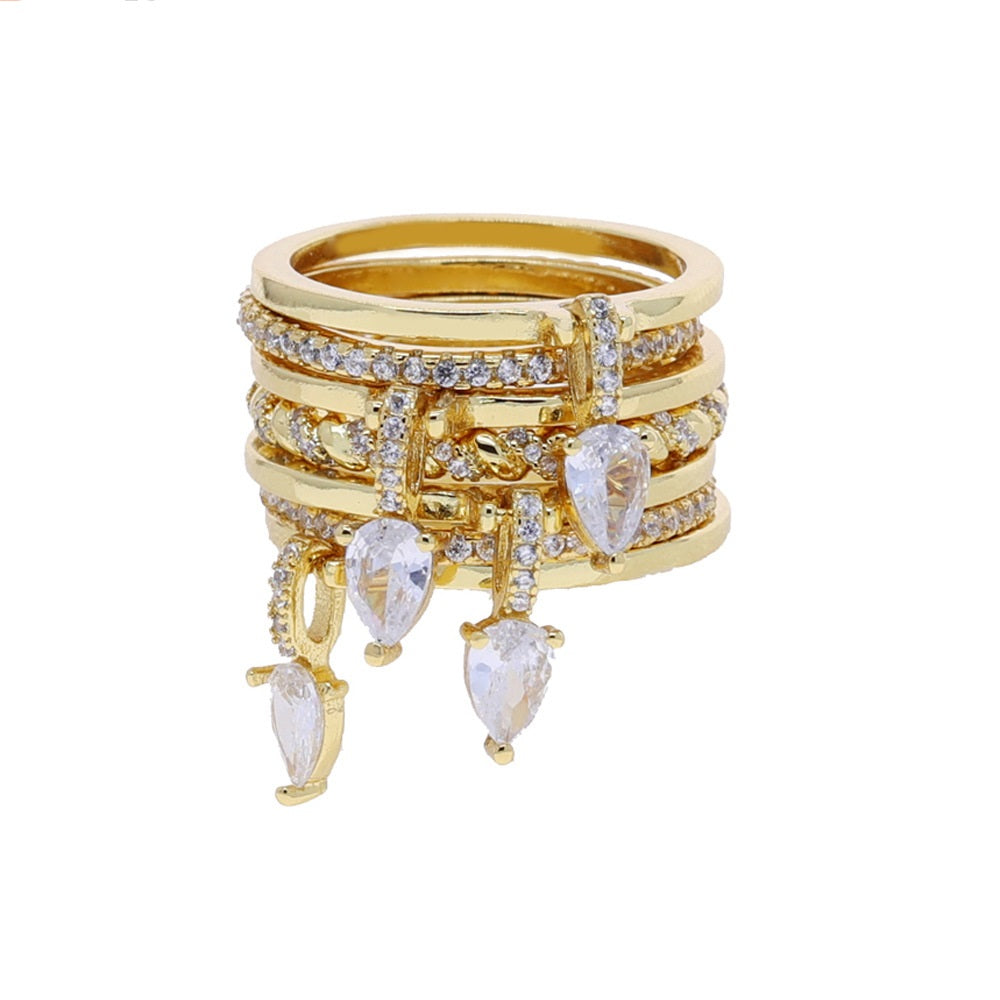Fashion Personality New Tassel Water Drop Zircon Ring Brand: aeac