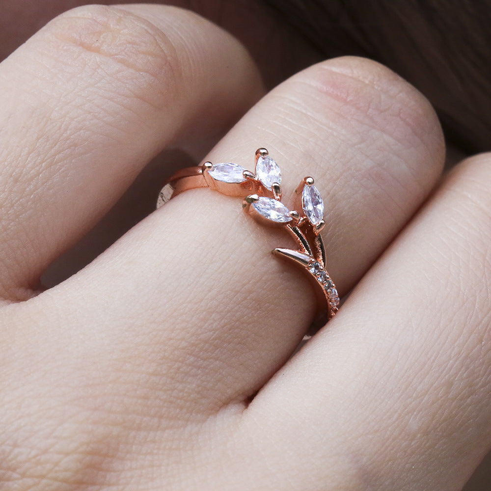 Women's European And American Luxury Flower Branch Ring Brand: aeac