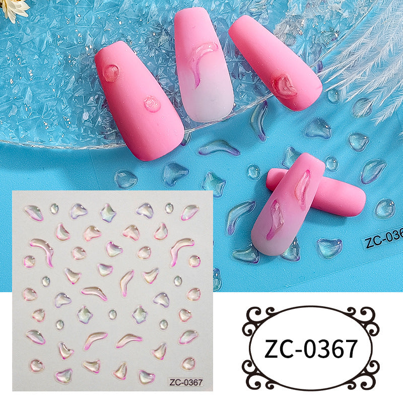 Semi-Transparent Heart-shaped Gold-Stamped Embossed Nail Stickers Brand: aeac