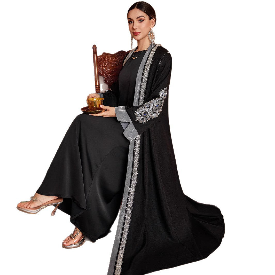 Embroidered Plus-Size Cardigan Long Robe Outerwear Coat Brand: aeac