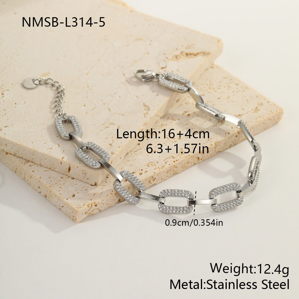 Color-Protecting Stainless Steel Round Heart Zircon Bracelet Brand: aeac
