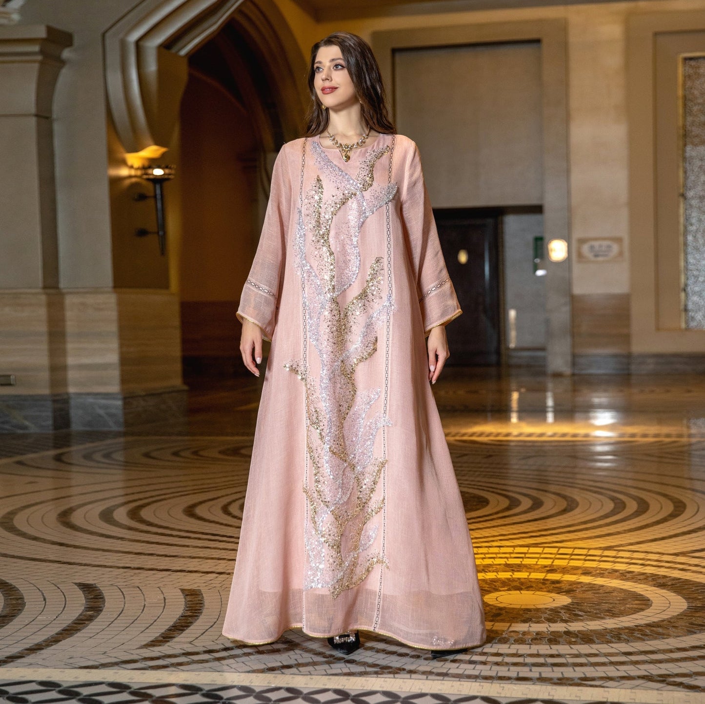 Muslim Robe Sequined Embroidery Dress Brand: aeac