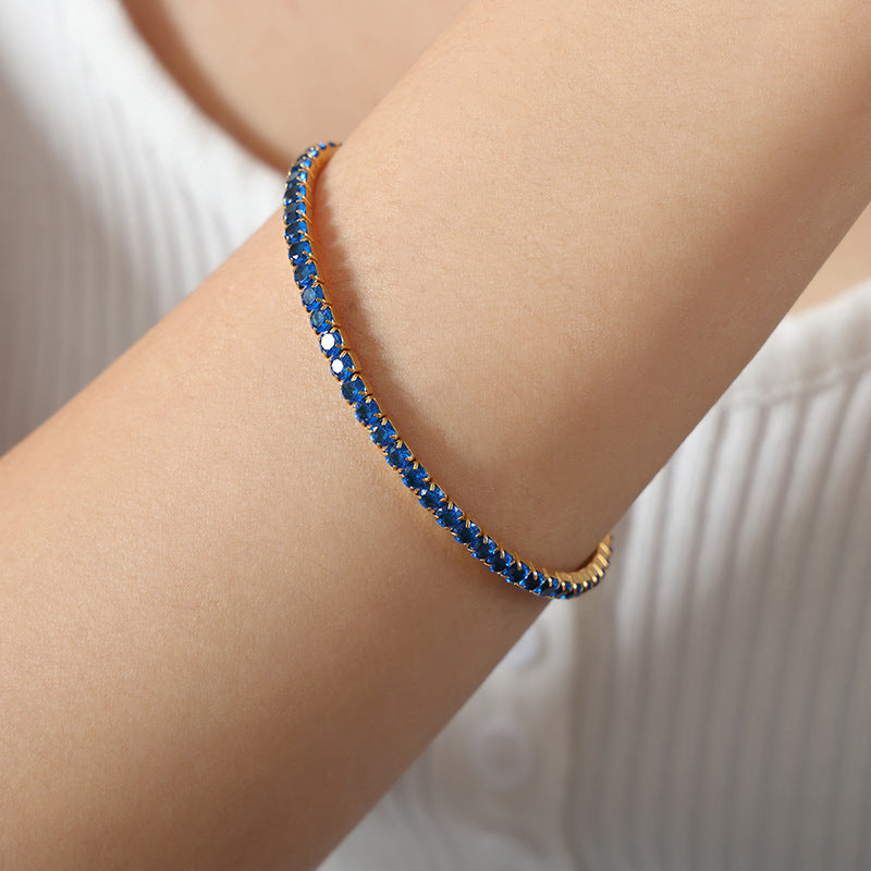Colorful Zircon Stretch Bracelet Titanium Steel Brand: aeac